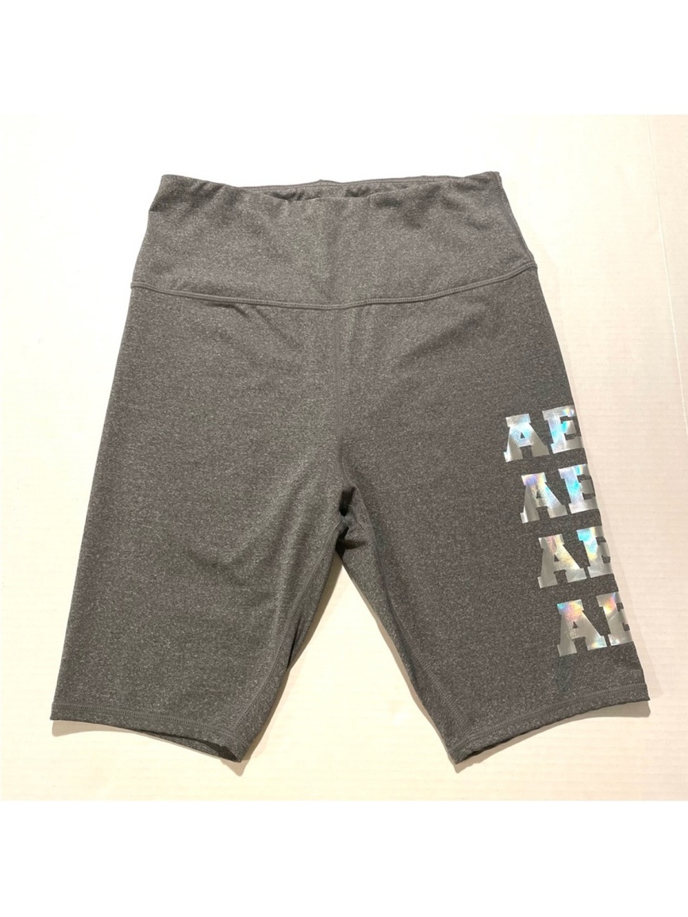 AERO Biker Shorts High-rise Gray Large Logo Junior XL‎ NWOT